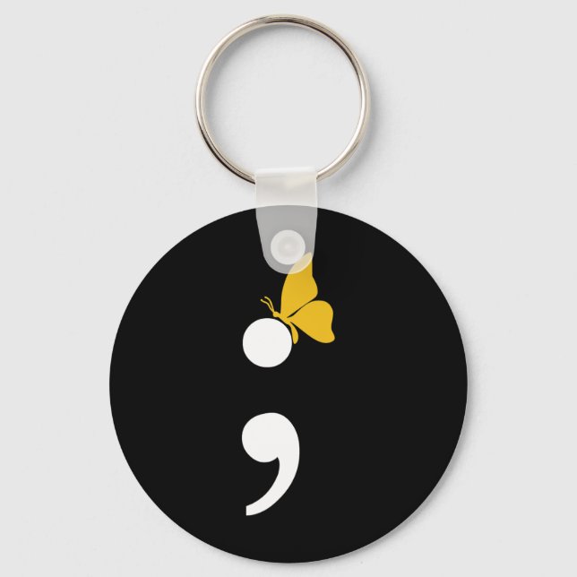 Semicolon Butterfly Suicide Depression Prevention  Key Ring (Front)