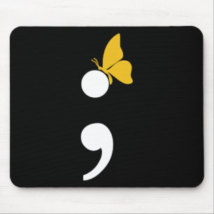 Semicolon Butterfly Suicide Depression Prevention Mouse Mat