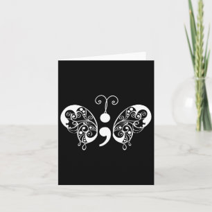 Semicolon Butterfly Suicide Prevention Awareness Card