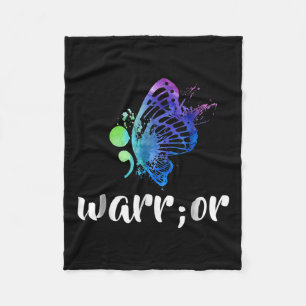 Semicolon Butterfly Suicide Prevention Awareness Fleece Blanket