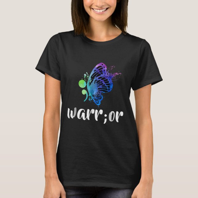 Semicolon Butterfly Suicide Prevention Awareness T T-Shirt (Front)