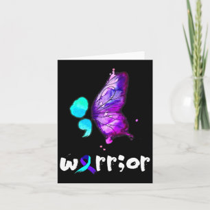 Semicolon Butterfly Watercolor Suicide Prevention  Card