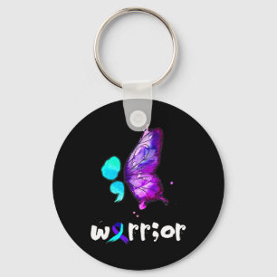 Semicolon Butterfly Watercolor Suicide Prevention Key Ring