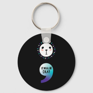 Semicolon Continue Mental Health Awareness Family Key Ring