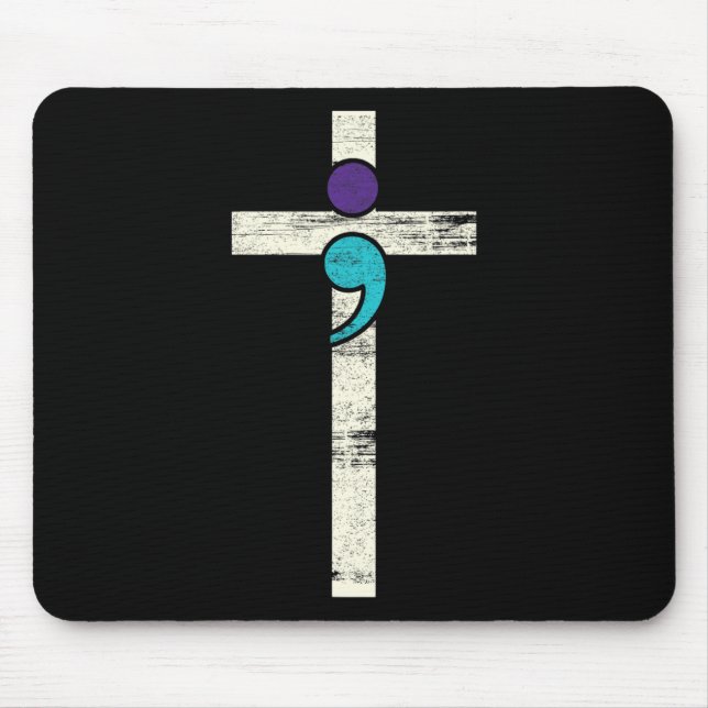 Semicolon Cross Mental Health Awareness Costume Wa Mouse Mat (Front)