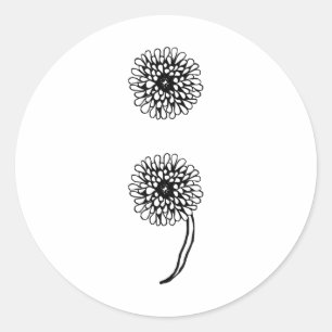 Semicolon Dandelion Suicide Prevention Awareness Classic Round Sticker