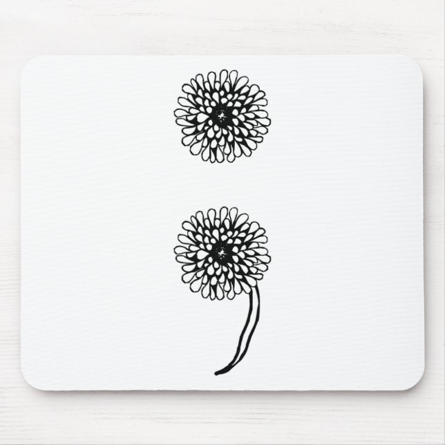 Semicolon Dandelion Suicide Prevention Awareness  Mouse Mat (Front)