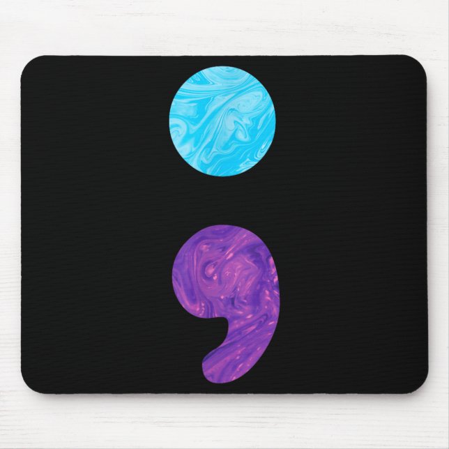 Semicolon depression prevention awareness week  mouse mat (Front)