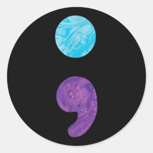 Semicolon Depression Suicide Prevention Awareness Classic Round Sticker