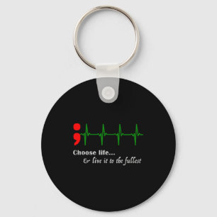 Semicolon EKG Suicide Awareness Prevention Key Ring