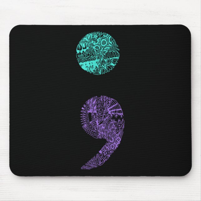 Semicolon Gift Suicide Prevention Awareness  Mouse Mat (Front)