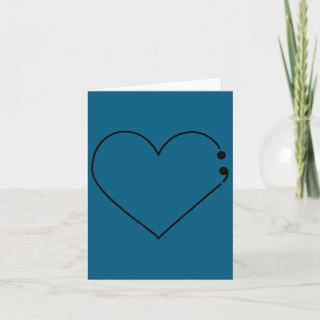 Semicolon Heart Mental Health Awareness Therast De Card (Front)