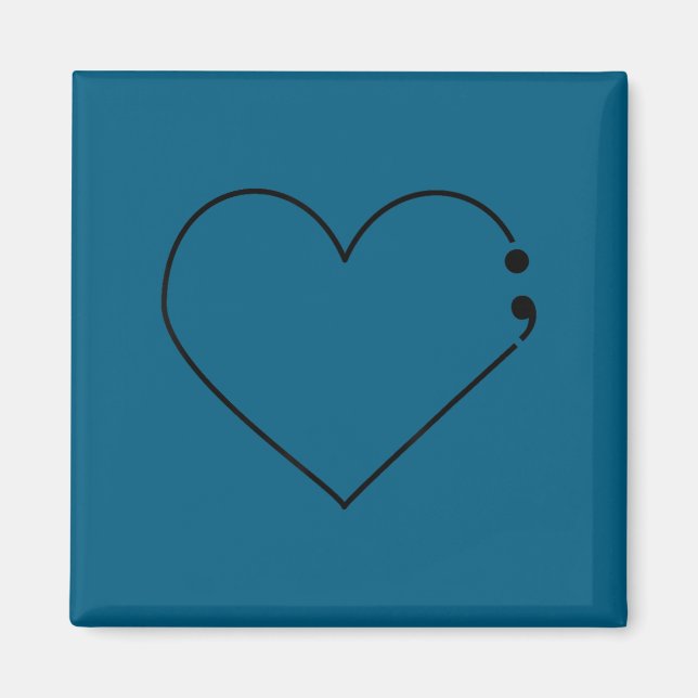 Semicolon Heart Mental Health Awareness Therast De Magnet (Front)