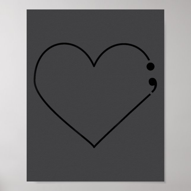 Semicolon Heart Mental Health Awareness Therast De Poster (Front)