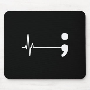 Semicolon Heartbeat Flatline Suicide Prevention Aw Mouse Mat