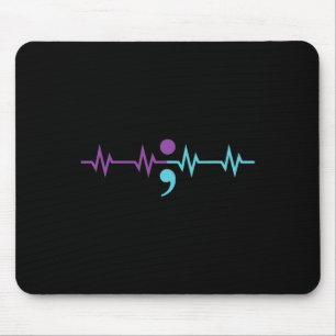 Semicolon Heartbeat Heartrate Suicide Prevention A Mouse Mat