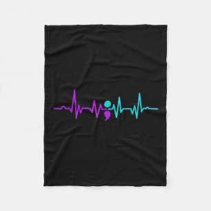 Semicolon Heartbeat Suicide Prevention Awareness Fleece Blanket