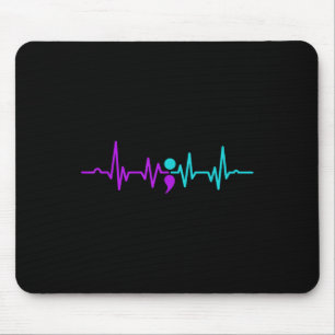 Semicolon Heartbeat Suicide Prevention Awareness Mouse Mat