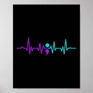 Semicolon Heartbeat Suicide Prevention Awareness Poster