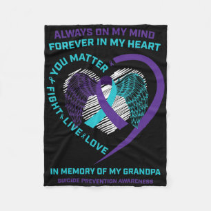 Semicolon In Memory Of Grandpa Suicide Prevention Fleece Blanket