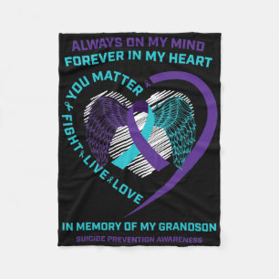 Semicolon In Memory Of Grandson Suicide Prevention Fleece Blanket