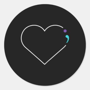 Semicolon Mental Health Awareness Classic Round Sticker