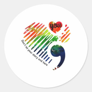 Semicolon Mental Health Awareness Month Gifts Classic Round Sticker