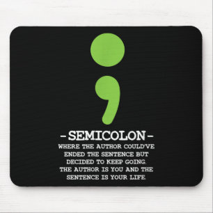 Semicolon Mental Health Awareness Suicide Preventi Mouse Mat