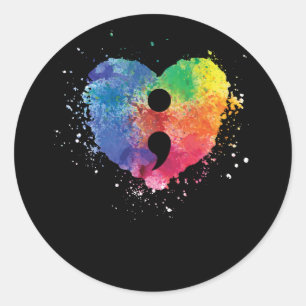 Semicolon Project Mental Health Awareness Classic Round Sticker