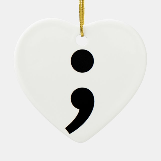 Semicolon Suicide Awareness Ceramic Tree Decoration (Front)