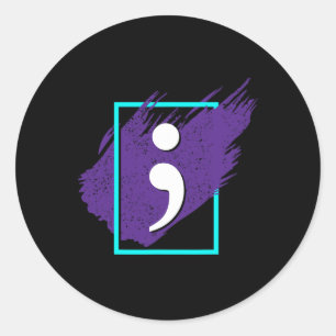 Semicolon Suicide Awareness Men Gift Classic Round Sticker