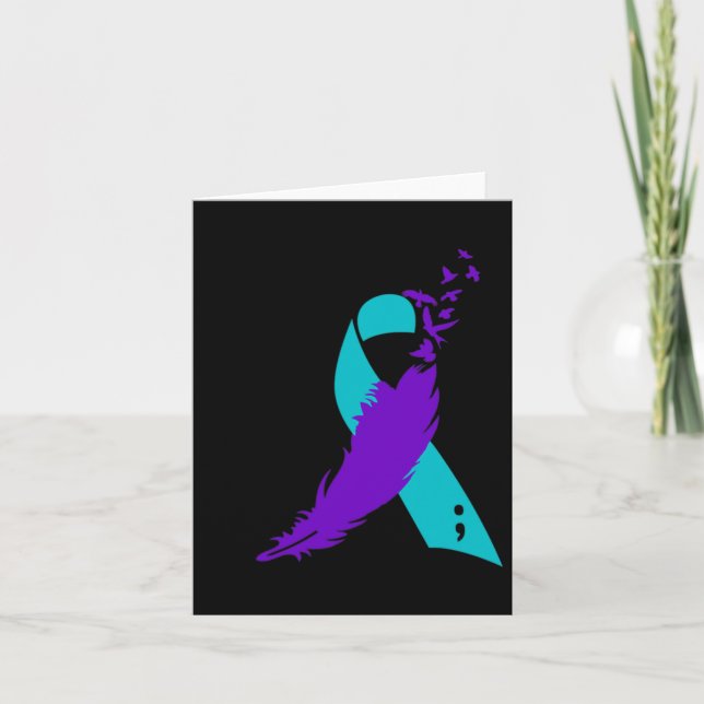 Semicolon Suicide Awareness Ribbon  Card (Front)