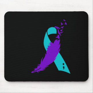 Semicolon Suicide Awareness Ribbon  Mouse Mat