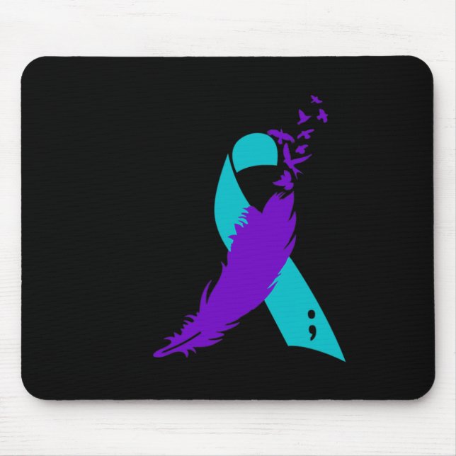 Semicolon Suicide Awareness Ribbon  Mouse Mat (Front)