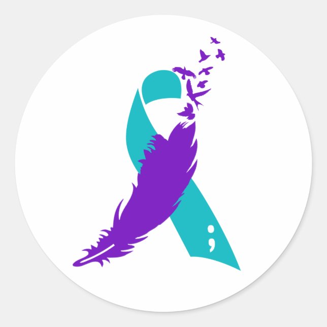 Semicolon Suicide Awareness Ribbon Stickers (Front)