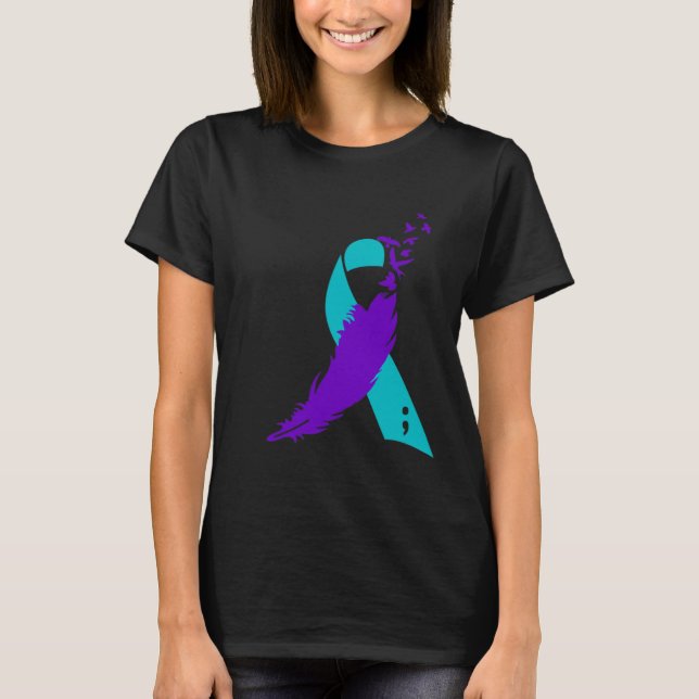 Semicolon Suicide Awareness Ribbon  T-Shirt (Front)