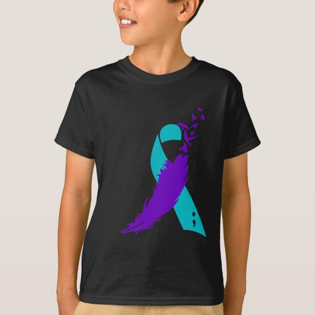 Semicolon Suicide Awareness Ribbon  T-Shirt (Front)