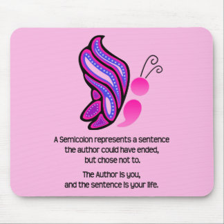 Semicolon Suicide/Depression Awareness Butterfly Mouse Mat