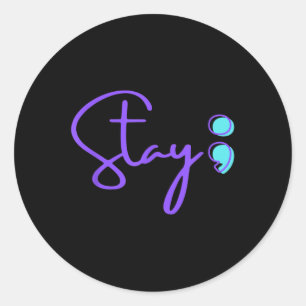 Semicolon Suicide Prevention Awareness _2  Classic Round Sticker