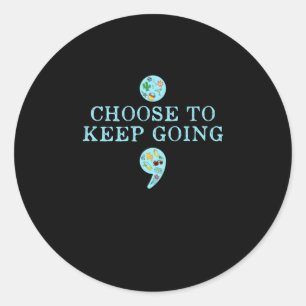 Semicolon Suicide Prevention Awareness Classic Round Sticker