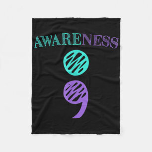 Semicolon Suicide Prevention Awareness Fleece Blanket