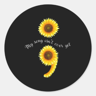 Semicolon Sunflowe Spreading Mental Health Awarene Classic Round Sticker