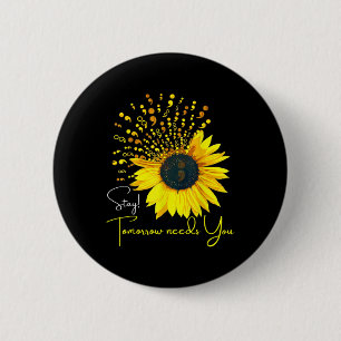Semicolon Sunflower Suicide Prevention Awareness S 6 Cm Round Badge