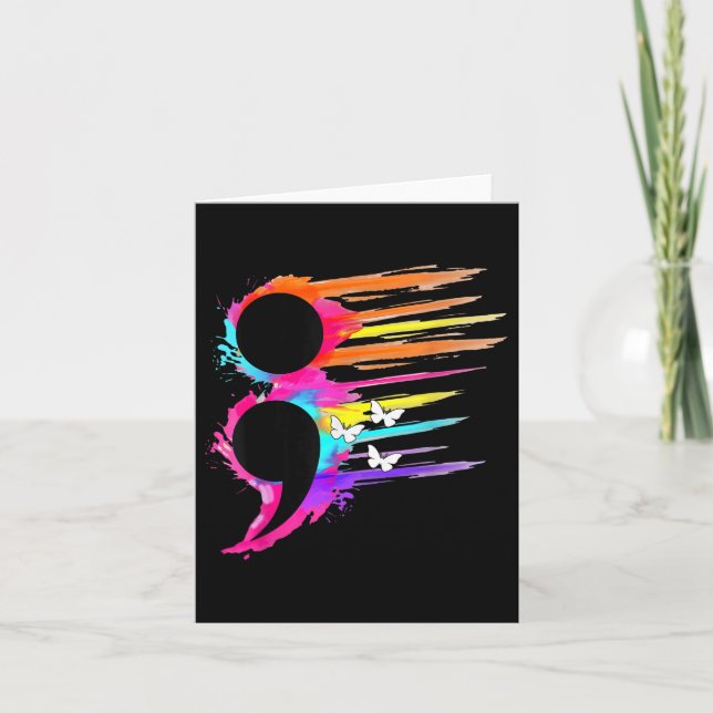 Semicolon Symbol Mental Health Suicide Prevention  Card (Front)