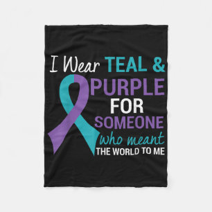 Semicolon Teal & Purple Ribbon Suicide Awarene Fleece Blanket