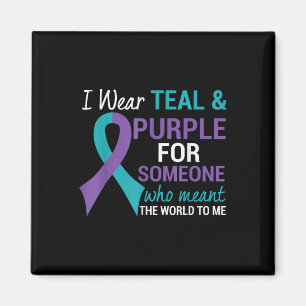Semicolon Teal &amp; Purple Ribbon Suicide Awarene Magnet
