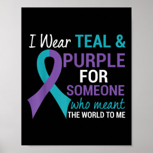Semicolon Teal &amp; Purple Ribbon Suicide Awarene Poster