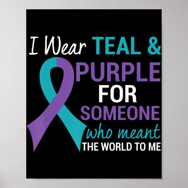 Semicolon Teal and Purple Ribbon Suicide Awareness Poster (Front)