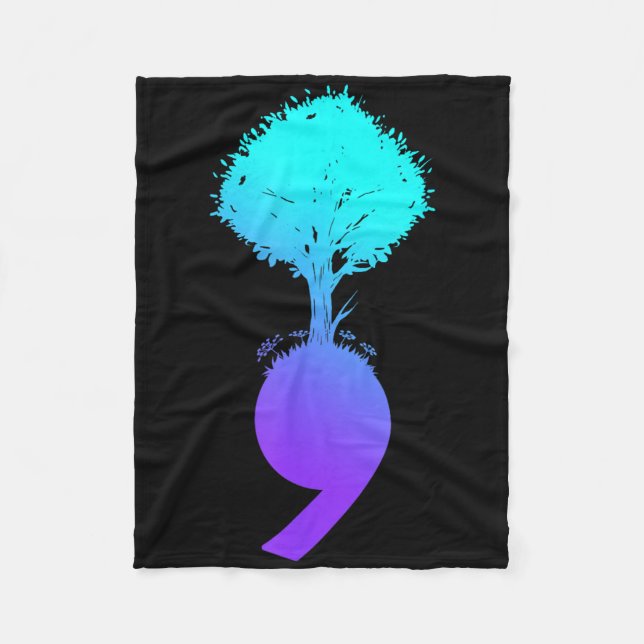 Semicolon Tree Suicide Prevention Awareness  Fleece Blanket (Front)