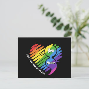 Semikolon LGBTQ Suicide Prevention Mental Health Postcard